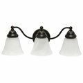 Lalia Home Three Light Curved Metal, Alabaster White Glass Shade Vanity Wall Mounted Fixture, Oil Rubbed Bronze LHV-1003-OR